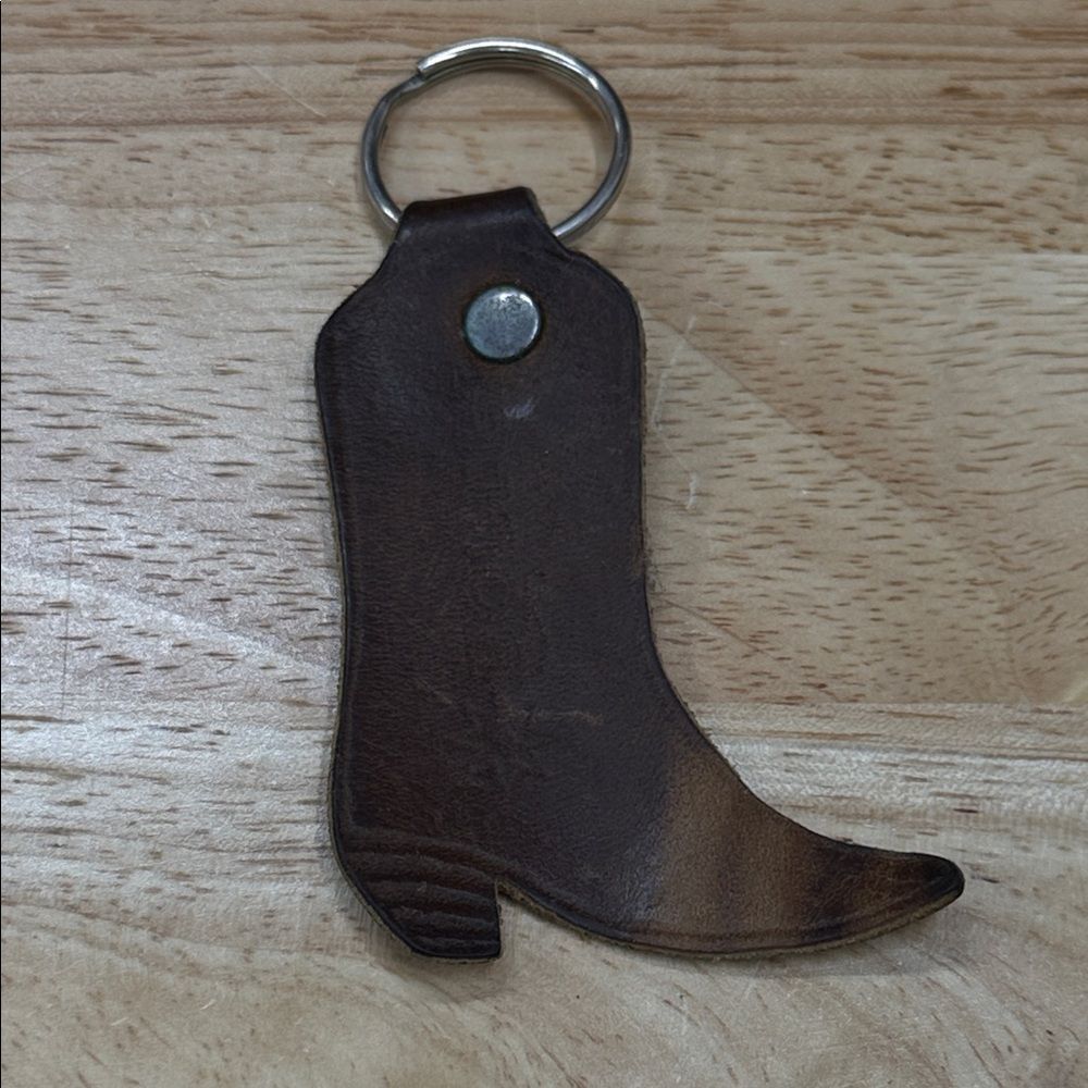 Vintage Boulet Brown Leather Boot Keychain